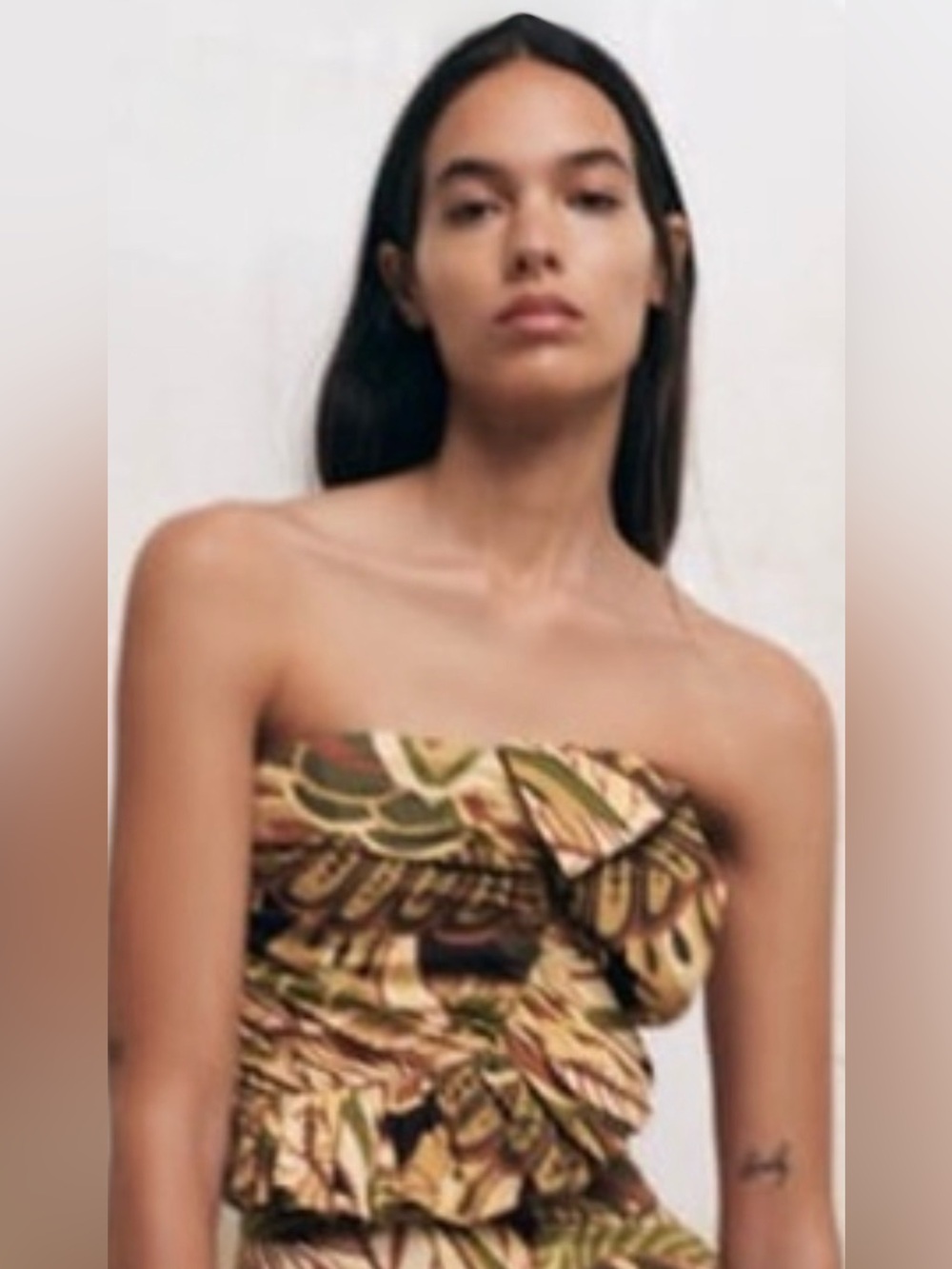 Zara Strapless Havana Vacay Print Top Influencer Item